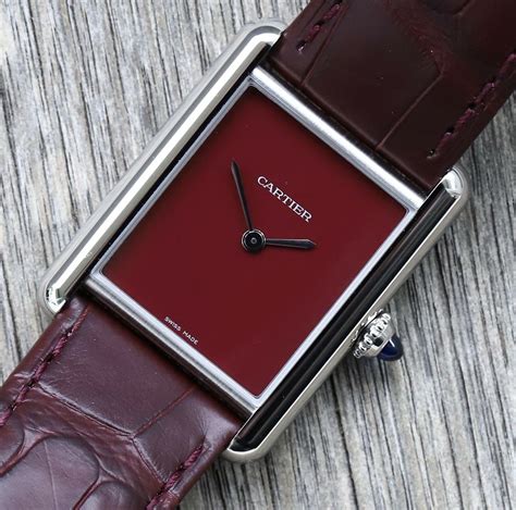 must de cartier tank burgundy|cartier tank must interchangeable strap.